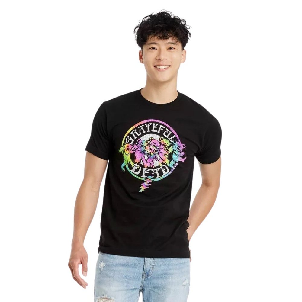 Men's Grateful Dead Bears Short Sleeve Graphic Black Shirt New